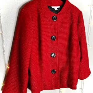 XL Glittering Red Christmas Festive Blazer Jacket
